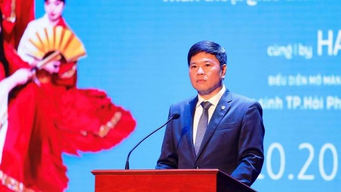  Phó Chủ tịch Ủy ban nhân dân thành phố Hải Phòng Hoàng Minh Cường phát biểu khai mạc chương trình. 