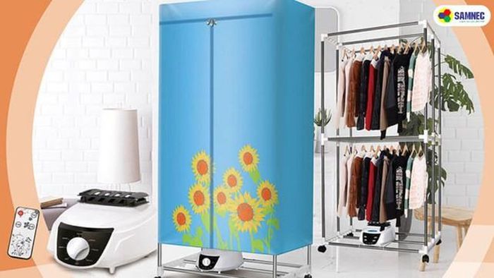 Tủ sấy quần áo là loại tủ được thiết kế dạng tủ vải quần áo thông thường hoặc dạng tủ hình trụ tròn, có gắn động cơ giúp sấy khô quần áo.