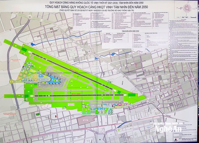 Sơ đồ Quy hoạch Cảng hàng không Quốc tế Vinh đến năm 2050. Ảnh: Quang An