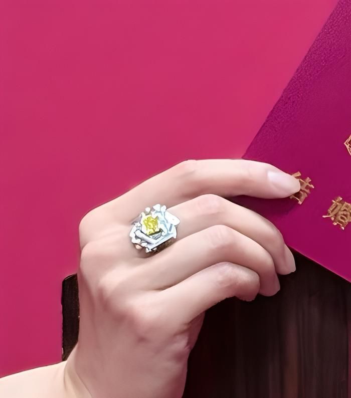 Cận cảnh chiếc nhẫn đính hôn trị giá hơn 19 tỷ đồng của Lý Thuần (Ảnh: Sohu). 
