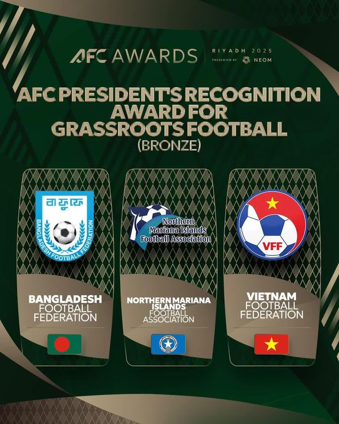 LĐBĐ Việt Nam cũng được đề cử giải thưởng từ AFC