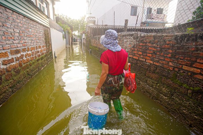  "Gia đình tôi phải đi sơ tán hơn một tuần nay chưa thể trở về nhà. Mỗi ngày tôi đều lội vài trăm mét về nhà để chăm đàn gia súc, dọn dẹp sân vườn", bà Hòa (xã Quảng Bị, Hà Nội) chia sẻ. 