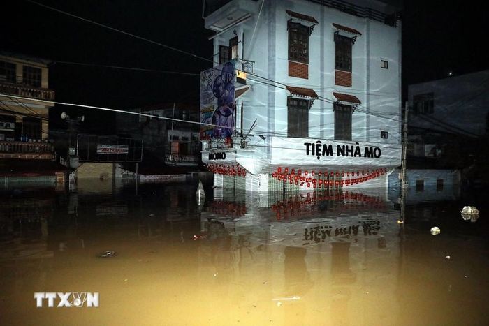 Xã Thất Khê, tỉnh Lạng Sơn bị ngập sâu. (Ảnh: Văn Đạt/TTXVN)