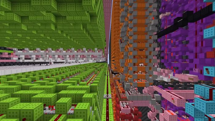 Siêu công trình với quy mô chưa từng thấy trong Minecraft. Ảnh: sammyuri/YouTube.
