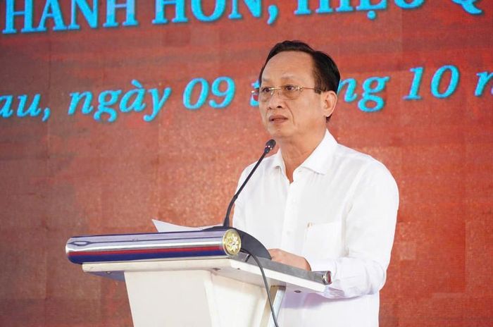  Ông Phạm Văn Thiều, Phó Bí thư Tỉnh ủy, Chủ tịch HĐND tỉnh Cà Mau phát biểu tại buổi lễ. 