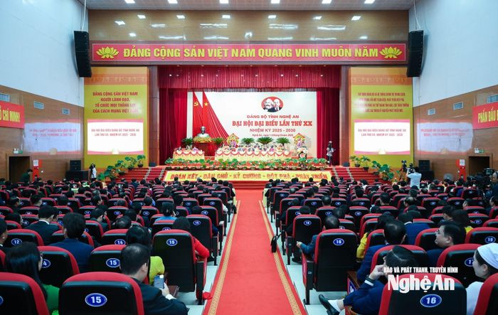 Đại hội đại biểu Đảng bộ tỉnh Nghệ An khóa XX, nhiệm kỳ 2025 - 2030. Ảnh: Thành Cường