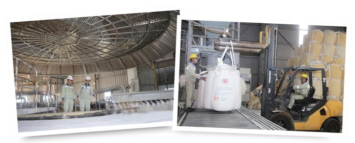 Công nhân sản xuất theo dây chuyền tại Nhà máy Alumin Nhân Cơ