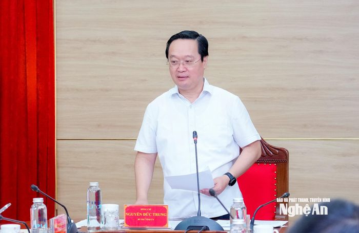 Đồng chí Nguyễn Đức Trung - Bí thư Tỉnh ủy Nghệ An phát biểu kết luận hội nghị. Ảnh: Phạm Bằng