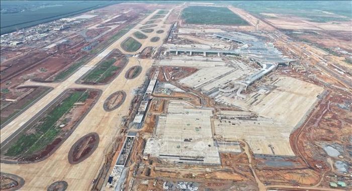 Toàn cảnh Nhà ga hành khách Sân bay Long Thành trong quá trình xây dựng. Ảnh: Lê Xuân/TTXVN