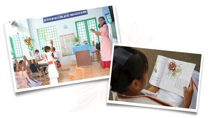 Cô Thông Thị Thanh Giang, một trong những giáo viên có thâm niên gắn bó với việc dạy tiếng Chăm cho học sinh ở ngôi trường này