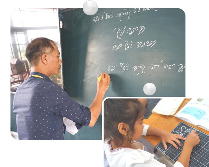 Thầy Thông Minh Khôi, một giáo viên gắn bó với việc dạy tiếng Chăm ở Trường Tiểu học Lâm Hưng