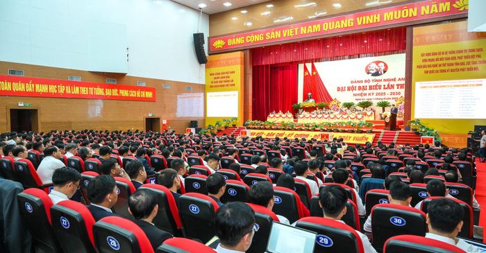 Quang cảnh Đại hội đại biểu Đảng bộ tỉnh Nghệ An lần thứ XX, nhiệm kỳ 2025 - 2030. Ảnh: Thành Cường