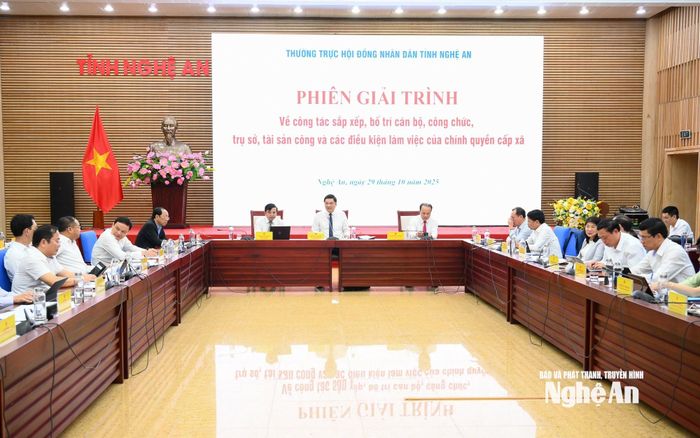 Thường trực HĐND tỉnh tổ chức phiên giải trình về công tác sắp xếp, bố trí cán bộ và trụ sở, tài sản công. Ảnh: Thành Cường