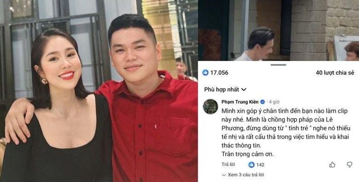 Trung Kiên - ông xã Lê Phương lên tiếng khi bị gọi là tình trẻ của vợ.