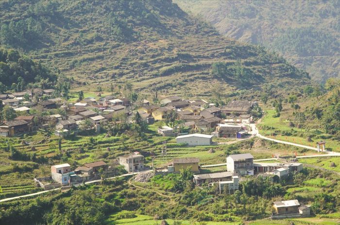 Thôn Lô Lô Chải, xã Lũng Cú, tỉnh Tuyên Quang nhìn từ trên cao.
