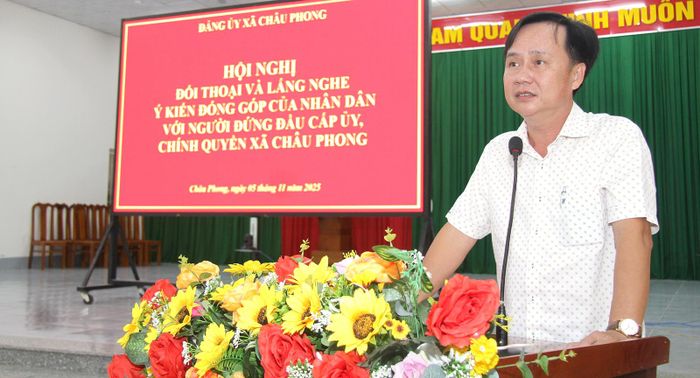 Đồng chí Nguyễn Thanh Lâm, Bí thư Đảng ủy, Chủ tịch HĐND xã Châu Phong kết luận hội nghị.
