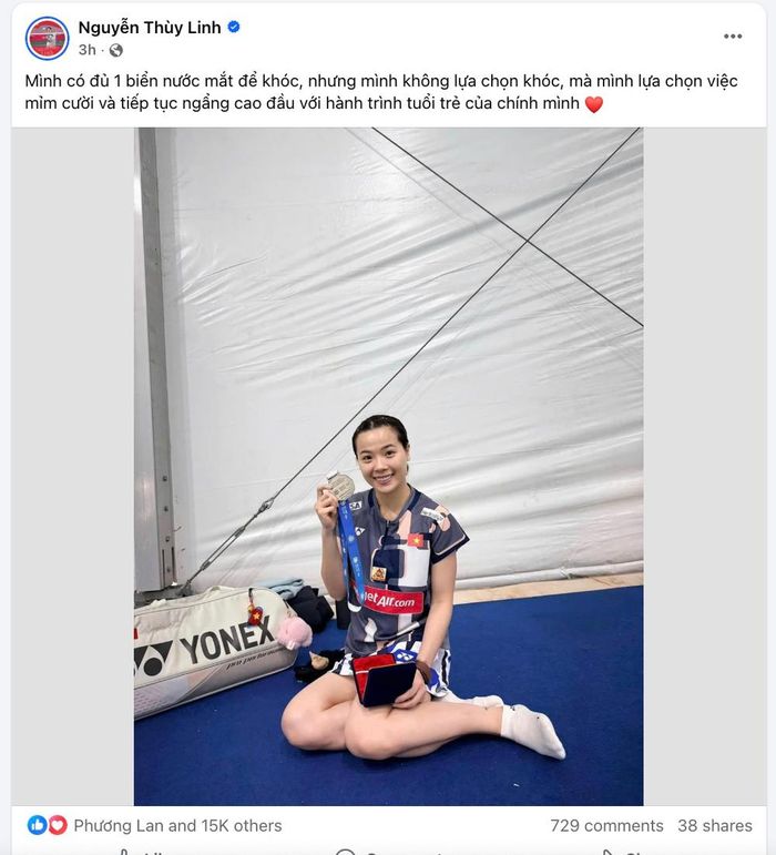 Chia sẻ của Thùy Linh trên trang cá nhân sau khi để thua Chiu Pin-Chian (Đài Bắc Trung Hoa) ở chung kết Korea Masters 2025