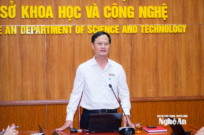Đồng chí Nguyễn Quý Linh - Ủy viên BCH Đảng bộ tỉnh, Giám đốc Sở Khoa học và Công nghệ phát biểu tại buổi lễ. Ảnh: TL