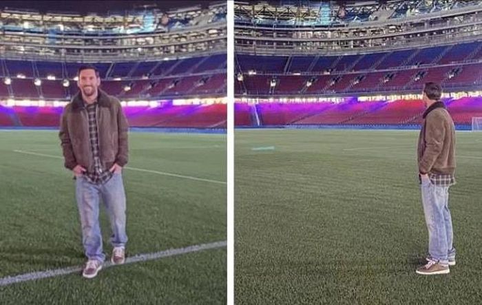 Messi bất ngờ thăm sân Camp Nou.