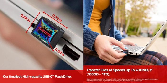 Đây hiện là ổ USB Type-C nhỏ nhất thế giới đạt mức dung lượng 1 TB, một cột mốc công nghệ mới của SanDisk.