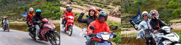 Đoàn khách du lịch nước ngoài háo hức trải nghiệm những cung đường hoa.