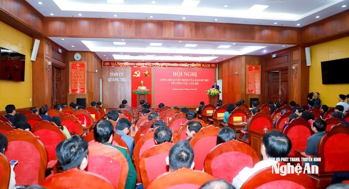 Quang cảnh Lễ công bố Quyết định của Ban Bí thư về công tác cán bộ do Tỉnh ủy Quảng Trị tổ chức. Ảnh: Thành Duy
