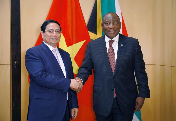 Thủ tướng Chính phủ Phạm Minh Chính và Tổng thống Nam Phi Cyril Ramaphosa.