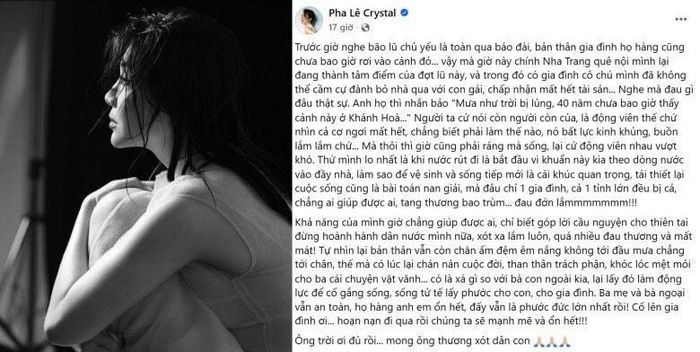 Pha Lê xót xa khi thấy quê nhà ở Nha Trang bị ngập nặng.