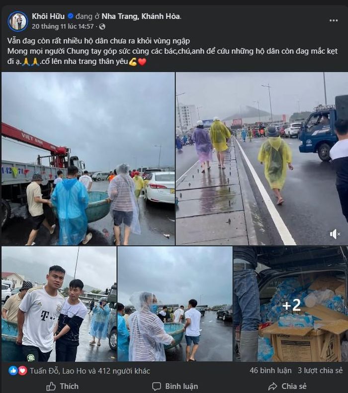 Cầu thủ Hữu Khôi có những hành động thiết thực hỗ trợ đồng bào gặp khó khăn vì mưa lũ
