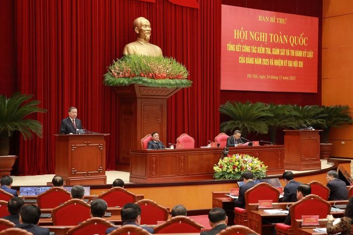 Tổng Bí thư Tô Lâm phát biểu chỉ đạo tại hội nghị.
