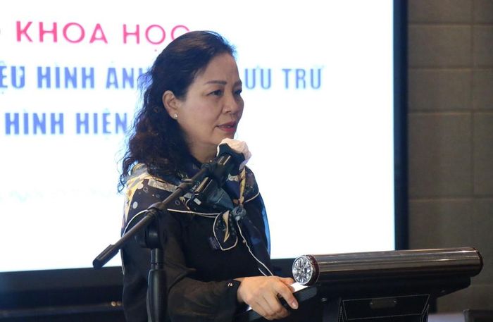 Tiến sĩ Ngô Phương Lan, Chủ tịch Hiệp hội Xúc tiến Phát triển Điện ảnh Việt Nam phát biểu tại Hội thảo. Ảnh: Thu Hương - TTXVN