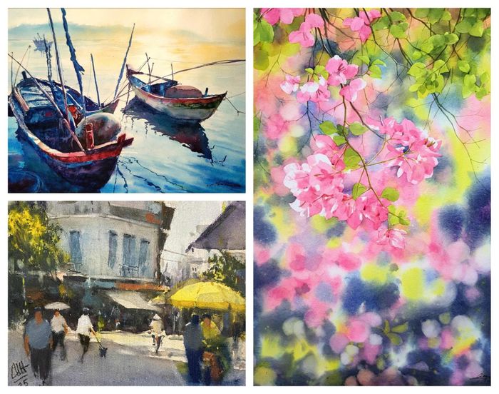 Những bức tranh được các họa sĩ gửi bán qua Facebook họa sĩ Hồ Hưng, thể hiện tình cảm, trách nhiệm của người nghệ sĩ trong những thời khắc đặc biệt của đất nước. Ảnh: FBNV