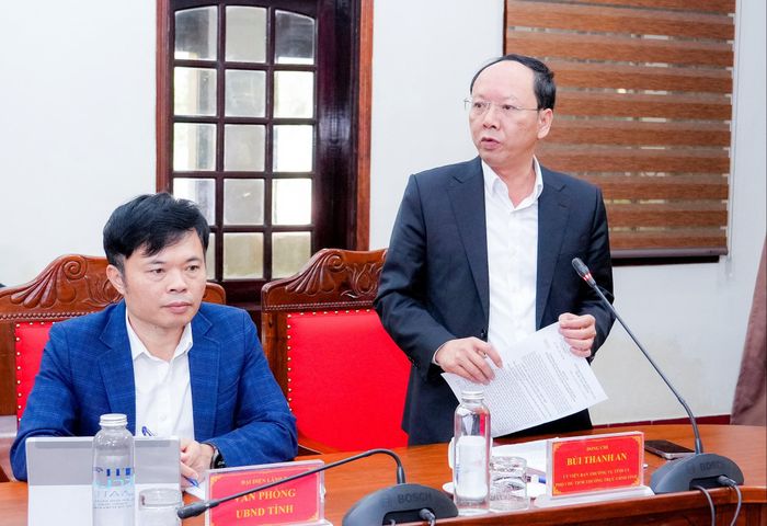 Phó Chủ tịch Thường trực UBND tỉnh Bùi Thanh An phát biểu tại hội nghị. Ảnh: Phạm Bằng