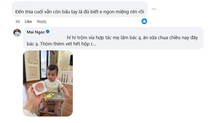 Quý tử nhà Mai Ngọc ăn món gì cũng ngon miệng.