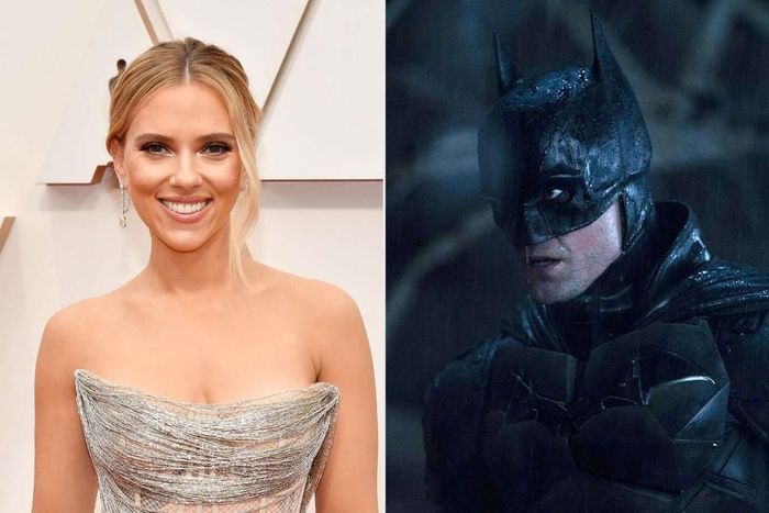 Scarlett Johansson (trái) và Robert Pattinson trong vai Batman