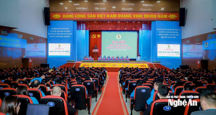 Quang cảnh Đại hội Công đoàn tỉnh Nghệ An lần thứ XX, nhiệm kỳ 2025 - 2030. Ảnh: Thành Duy