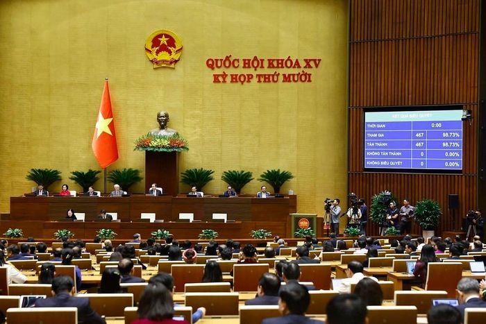 Quốc hội biểu quyết thông qua Nghị quyết về tổng kết công tác nhiệm kỳ 2021-2026 của Quốc hội, Chủ tịch nước, Chính phủ, Tòa án nhân dân tối cao, Viện kiểm sát nhân dân tối cao, Kiểm toán Nhà nước. Ảnh: Doãn Tấn - TTXVN