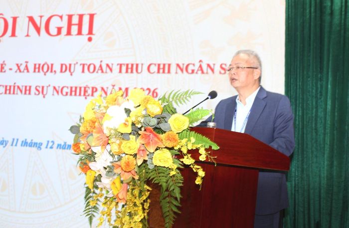 Chủ tịch UBND phường Vũ Văn Hoạt phát biểu tại hội nghị. Ảnh: Đình Hiệp