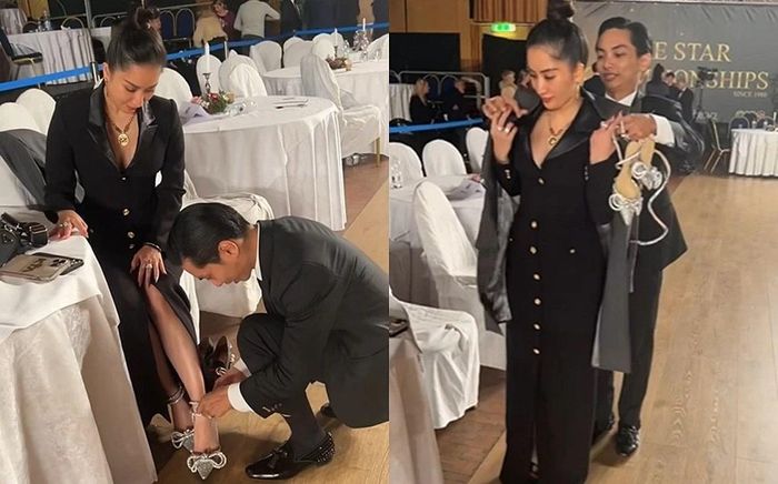 Nữ hoàng dancesport được chồng chăm sóc từng li từng tí.