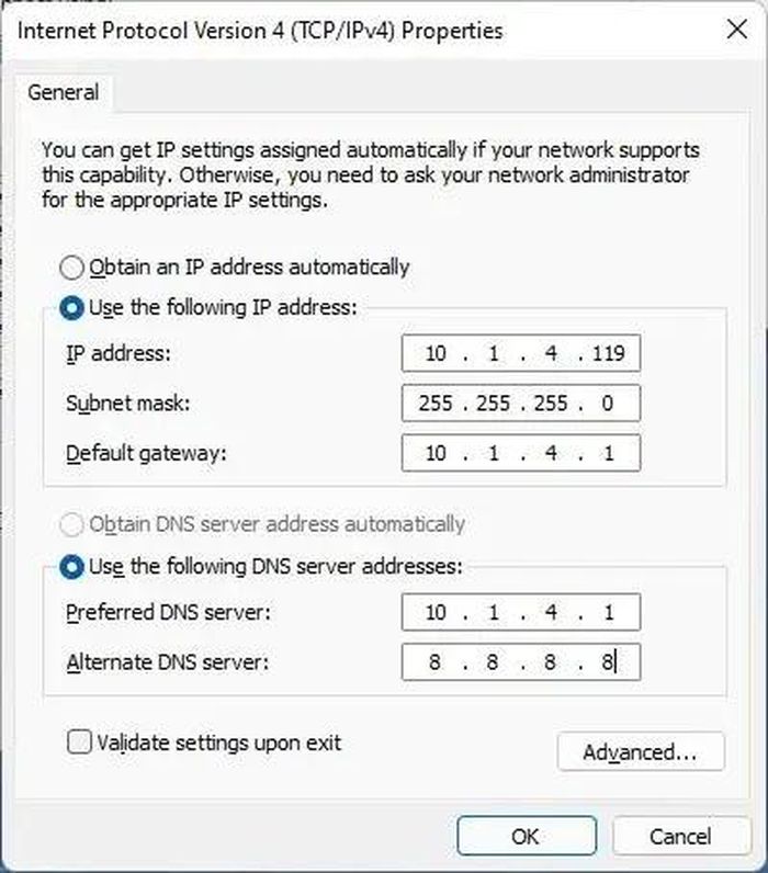 thiet lap dia chi IP tinh tren Windows 11.2