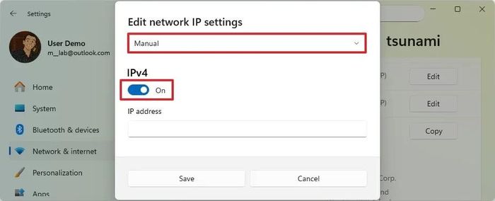 thiet lap dia chi IP tinh tren Windows 11.10