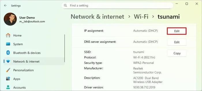 thiet lap dia chi IP tinh tren Windows 11.11
