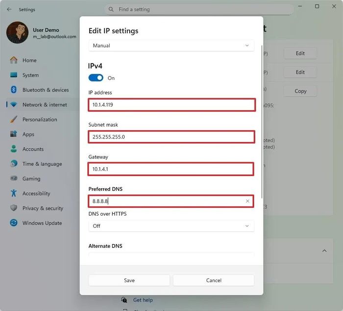 thiet lap dia chi IP tinh tren Windows 11.5