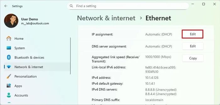 thiet lap dia chi IP tinh tren Windows 11.7