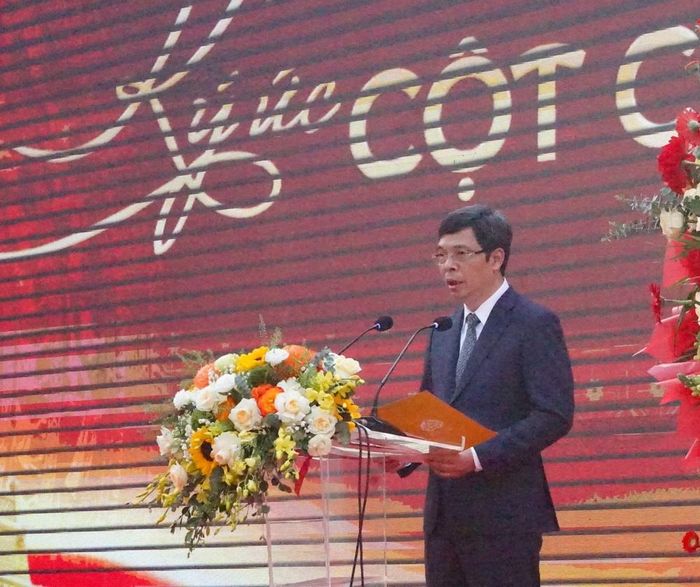 Ông Nguyễn Thanh Quang, Giám đốc Trung tâm Bảo tồn Di sản Thăng Long - Hà Nội phát biểu tại chương trình.Ảnh: Hồng Phượng- TTXVN
