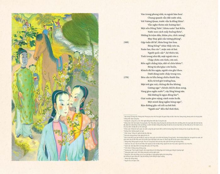 Cảnh Kiều gặp Kim Trọng qua minh họa của Nguyễn Công Hoan