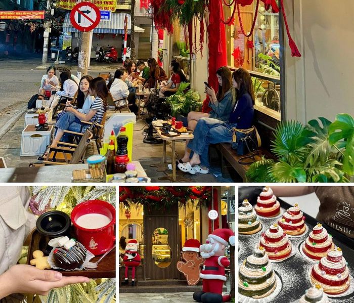 Quán bánh và cà phê Luu.sweety trên đường Phan Châu Trinh (phường Hải Châu) trang trí Noel rực rỡ. Ảnh: HOÀNG DŨNG