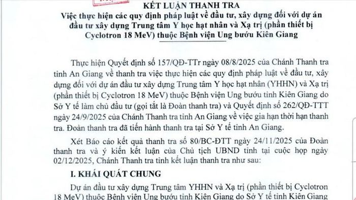  Kết luận thanh tra của Thanh tra tỉnh An Giang. 