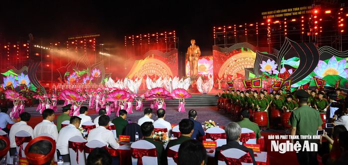 Toàn cảnh lễ khai mạc Lễ hội Làng Sen 2025. Ảnh: Thành Cường