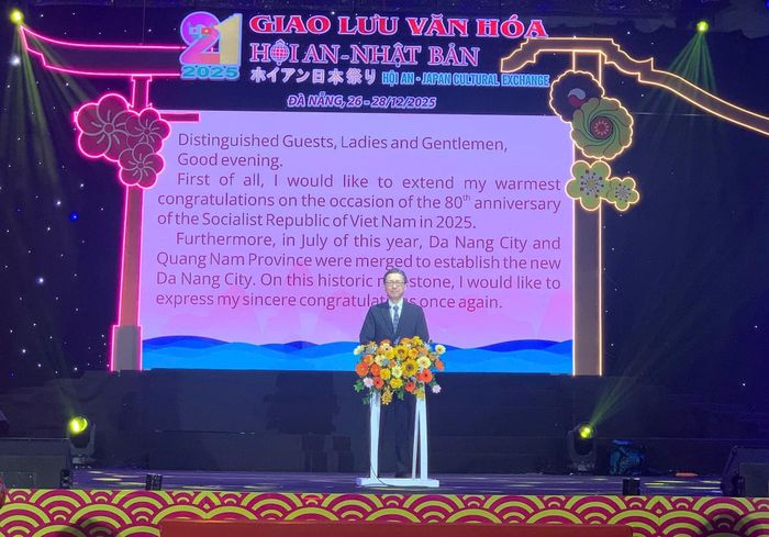 Ông Mori Takero, Tổng Lãnh sự Nhật Bản tại Đà Nẵng phát biểu tại sự kiện. Ảnh: HOÀNG LIÊN